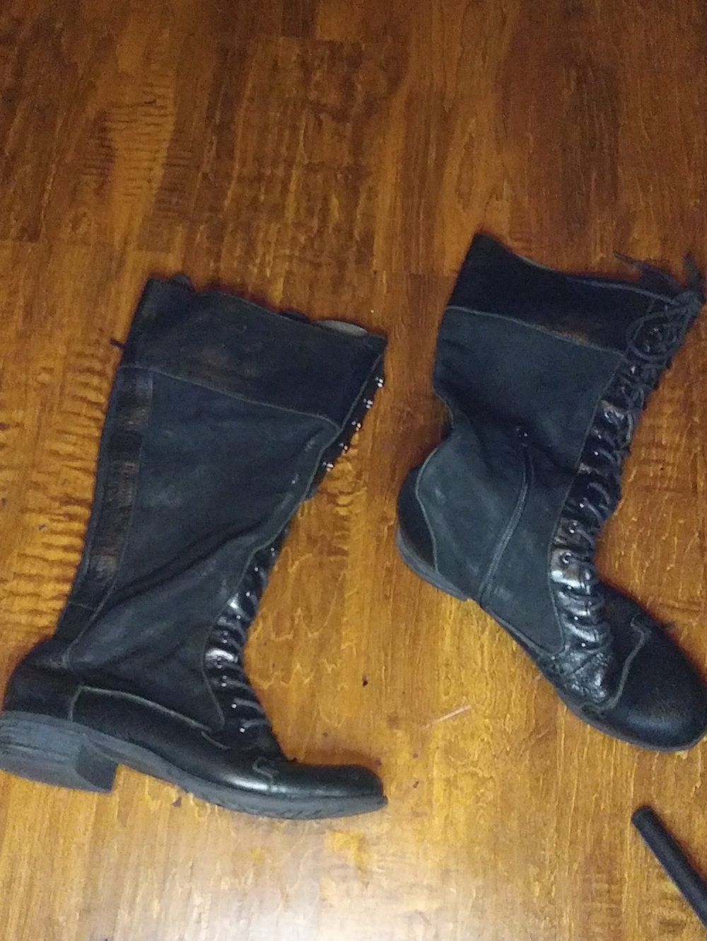 Gianni Bini Black Lace-Up Mid-Calf Boots
